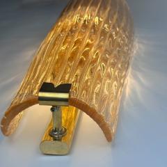 Late 20th Century Pair of Brass and Pink Murano Glass w Gold Glitter Sconces - 4720667