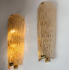 Late 20th Century Pair of Brass and Pink Murano Glass w Gold Glitter Sconces - 4720668