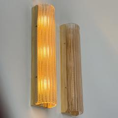 Late 20th Century Pair of Brass and Pink Transparent Murano Glass Sconces - 4744392