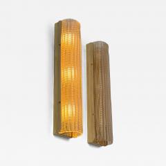 Late 20th Century Pair of Brass and Pink Transparent Murano Glass Sconces - 4745017