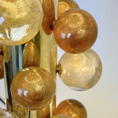 Late 20th Century Pair of Brass w Gold Balls Green Murano Glass Table Lamps - 3653452