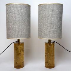 Late 20th Century Pair of Italian Amber Fractal Resin Table Lamps - 4490485