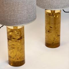 Late 20th Century Pair of Italian Amber Fractal Resin Table Lamps - 4490486