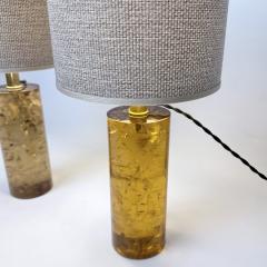 Late 20th Century Pair of Italian Amber Fractal Resin Table Lamps - 4490488