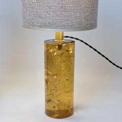 Late 20th Century Pair of Italian Amber Fractal Resin Table Lamps - 4490489