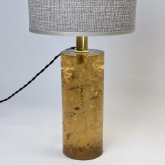 Late 20th Century Pair of Italian Amber Fractal Resin Table Lamps - 4490490