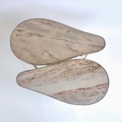 Late 20th Century Pair of Italian Brass w Beige Pink Onyx Tops Coffee Tables - 3857006