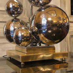 Late 20th Century Pair of Italian Space Age Brass Nickel Bubbles Table Lamps - 1737313