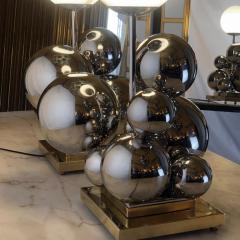 Late 20th Century Pair of Italian Space Age Brass Nickel Bubbles Table Lamps - 1737331