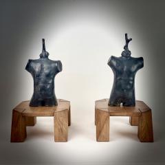 Late 20th Century Pair of Italian Squared Wooden Pedestals - 4618120