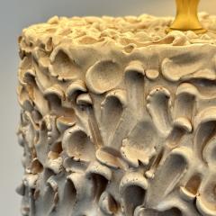 Late 20th Century Pair of Italian White Ceramic Sculptural Table Lamps w Shades - 2899205