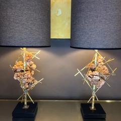 Late 20th Century Pair of Mineral Crystals and Brass Brutalist Table Lamps - 1658768