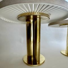 Late 20th Century Pair of Round Ash Wood w Opaline Glass Brass Coffee Tables - 3338399