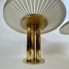 Late 20th Century Pair of Round Ash Wood w Opaline Glass Brass Coffee Tables - 3338402