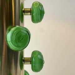 Late 20th Century Pair of Space Age Brass Green Murano Art Glass Table Lamps - 2242083