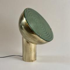 Late 20th Century Pair of Space Age Brass Green Murano Art Glass Table Lamps - 2252559