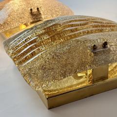 Late 20th Century Pair of Squared Brass and Amber Murano Glass Sconces - 4729897