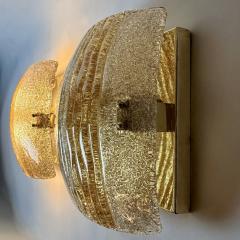 Late 20th Century Pair of Squared Brass and Amber Murano Glass Sconces - 4729899