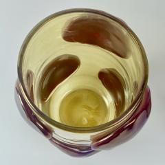 Late 20th Century Pair of Transparent Gold Murano Glass Vases w Red Applications - 4734833
