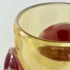 Late 20th Century Pair of Transparent Gold Murano Glass Vases w Red Applications - 4734834