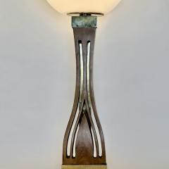 Late 20th Century Pair of Walnut Brass Faded Blown Murano Glass Table Lamps - 3421815