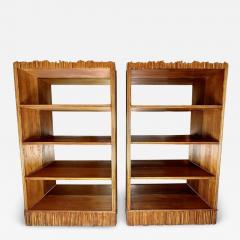 Late 20th Century Pair of Wood Brass Breadsticks Bookcases w Bronzed Mirrors - 3000364