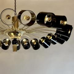 Late 20th Century Round Brass w Black Murano Glass Light Diffusers Flush Mount - 2985868