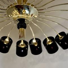 Late 20th Century Round Brass w Black Murano Glass Light Diffusers Flush Mount - 2985869
