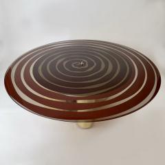 Late 20th Century Round Red Retro Painted Glass w Brass Basement Coffe Table - 2845468