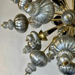 Late 20th Century Silver Blown Murano Glass Elements Brass Sputnik Chandelier - 3364136