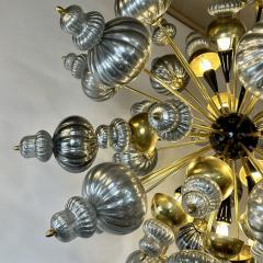 Late 20th Century Silver Blown Murano Glass Elements Brass Sputnik Chandelier - 3364137