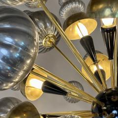 Late 20th Century Silver Blown Murano Glass Elements Brass Sputnik Chandelier - 3364138