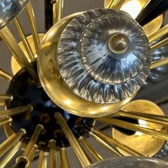 Late 20th Century Silver Blown Murano Glass Elements Brass Sputnik Chandelier - 3364139