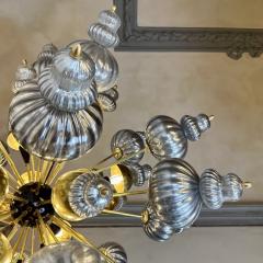 Late 20th Century Silver Blown Murano Glass Elements Brass Sputnik Chandelier - 3364141