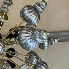 Late 20th Century Silver Blown Murano Glass Elements Brass Sputnik Chandelier - 3364142