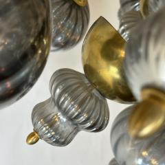 Late 20th Century Silver Blown Murano Glass Elements Brass Sputnik Chandelier - 3364144