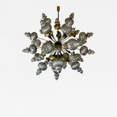 Late 20th Century Silver Blown Murano Glass Elements Brass Sputnik Chandelier - 3371706