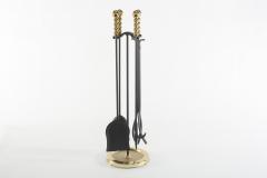 Late 20th Century Solid Brass Two Tone Fireplace Tool Set - 2108906