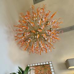 Late 20th Century Sputnik Chandelier in Jacketed Orange White Glass by Vistosi - 2520677