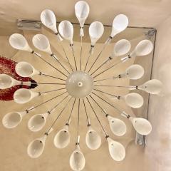 Late 20th Century White Murano Blown Glass Brass Large Round Chandelier - 3137796
