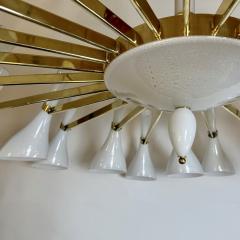 Late 20th Century White Murano Blown Glass Brass Large Round Chandelier - 3137797