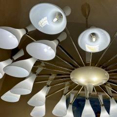 Late 20th Century White Murano Blown Glass Brass Large Round Chandelier - 3137798
