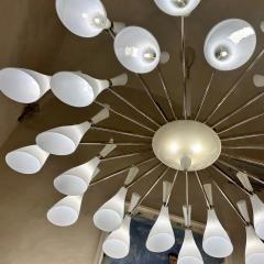Late 20th Century White Murano Blown Glass Brass Large Round Chandelier - 3137799