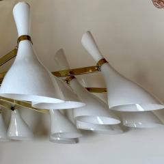 Late 20th Century White Murano Blown Glass Brass Large Round Chandelier - 3137800