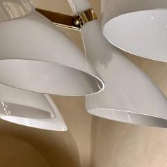 Late 20th Century White Murano Blown Glass Brass Large Round Chandelier - 3137802