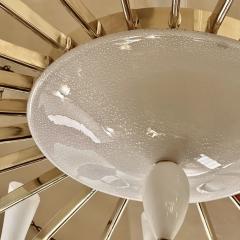 Late 20th Century White Murano Blown Glass Brass Large Round Chandelier - 3137804