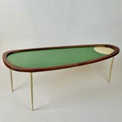 Late 20th Century Wood Brass Green Opaline Glass Amorphous Shape Coffee Table - 3081864