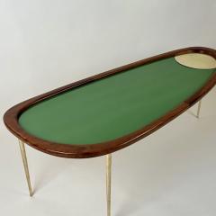 Late 20th Century Wood Brass Green Opaline Glass Amorphous Shape Coffee Table - 3081865