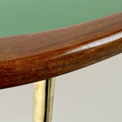 Late 20th Century Wood Brass Green Opaline Glass Amorphous Shape Coffee Table - 3081867