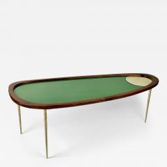 Late 20th Century Wood Brass Green Opaline Glass Amorphous Shape Coffee Table - 3084561